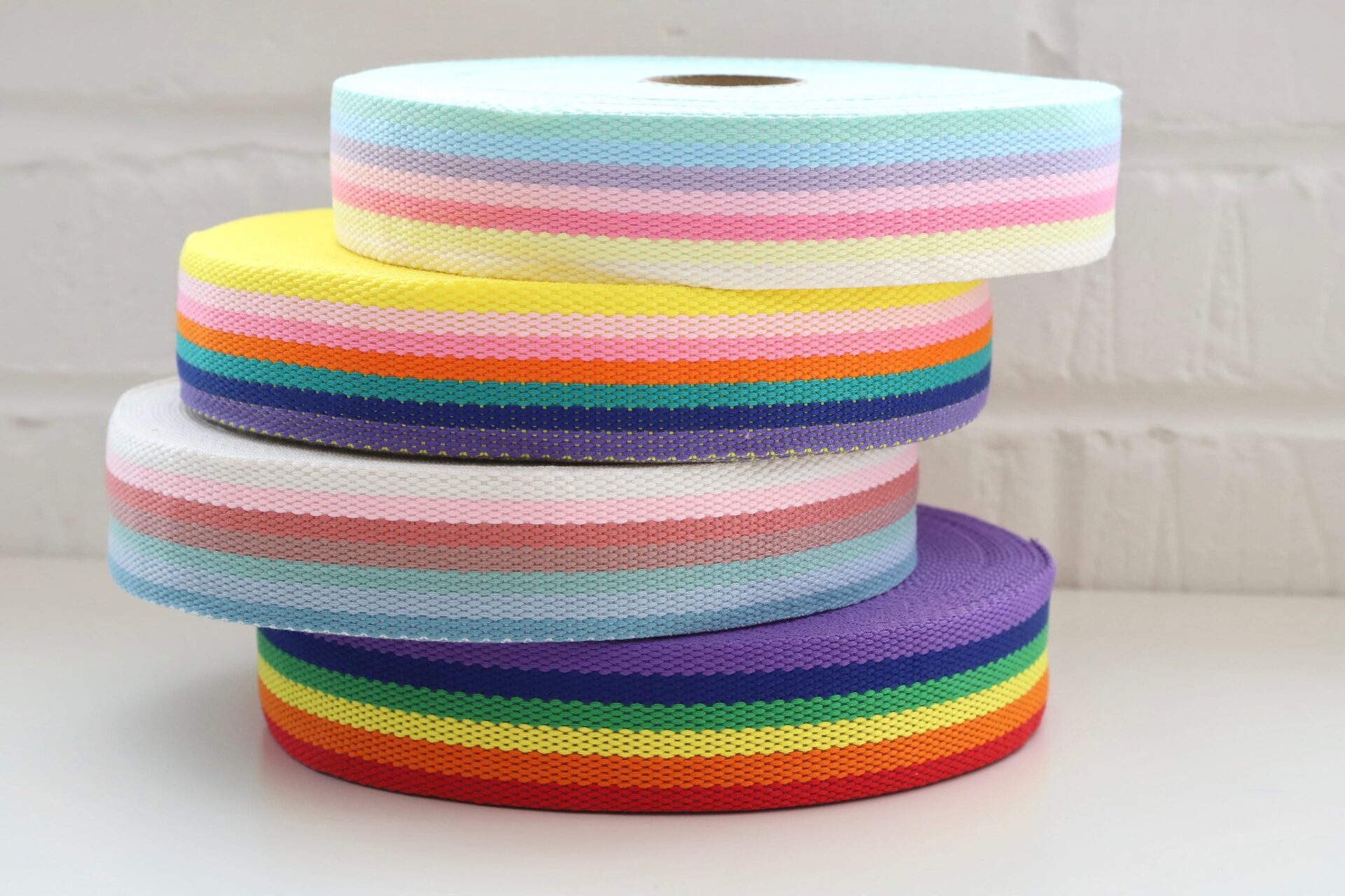 Rainbow Striped Webbing in Four Colour ways - 40mm Wide - Dot To Dot Studio