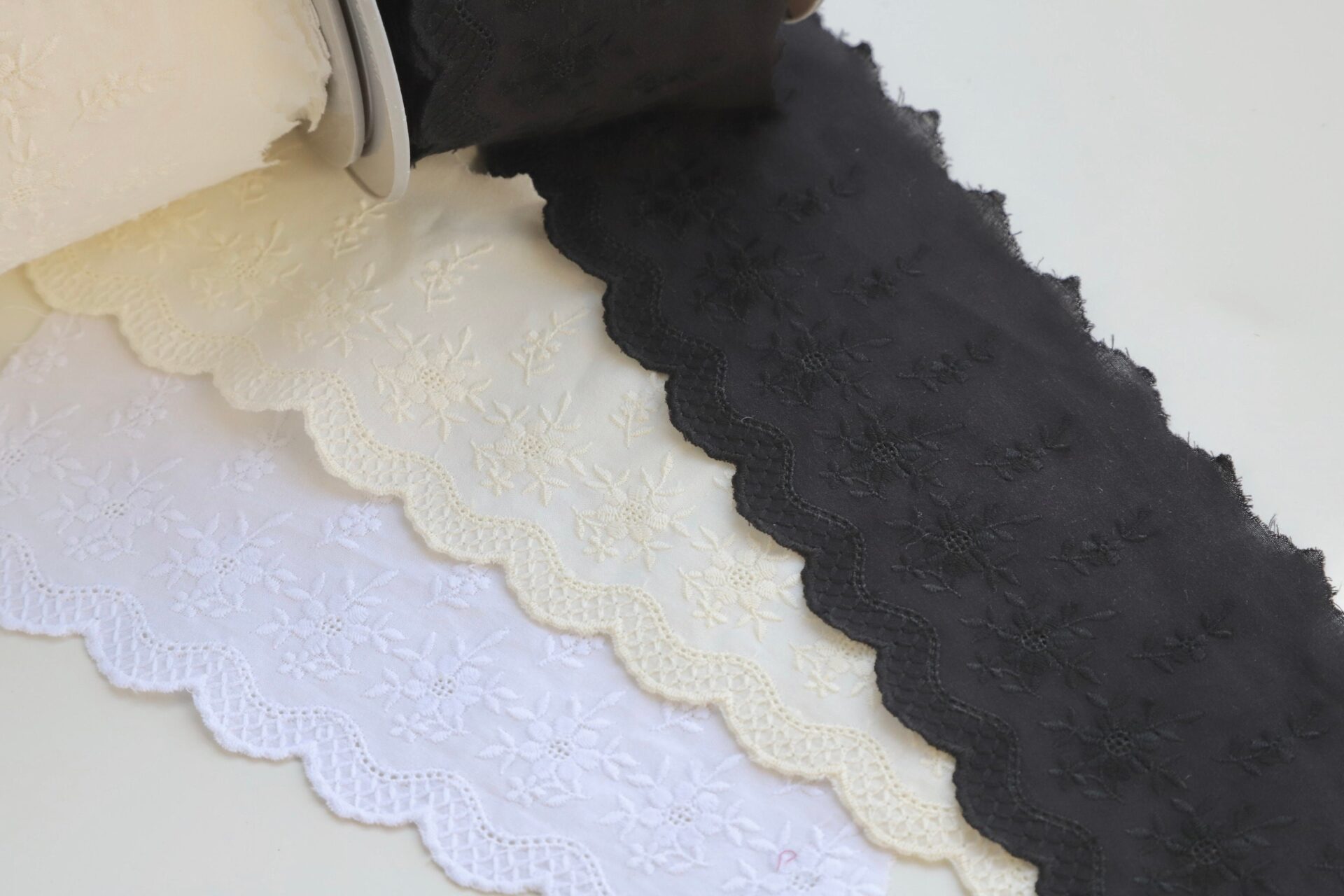 Broderie Anglais Embroidered Lace Trim - 8.5cm wide - Dot To Dot Studio
