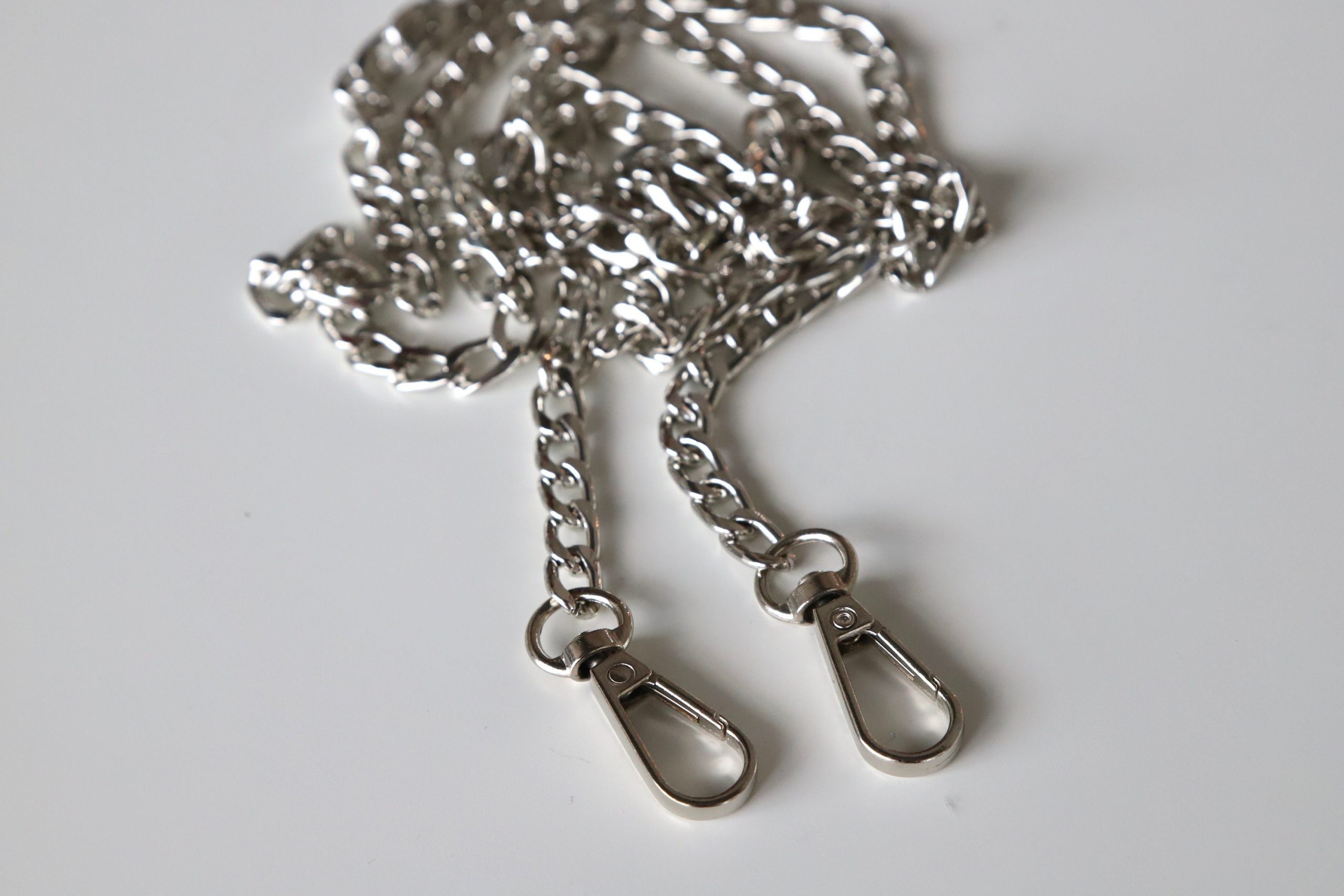 Silver Bag Chains 90cm Chain Handle/Strap with Swivel Clip Ends Dot To Dot Studio