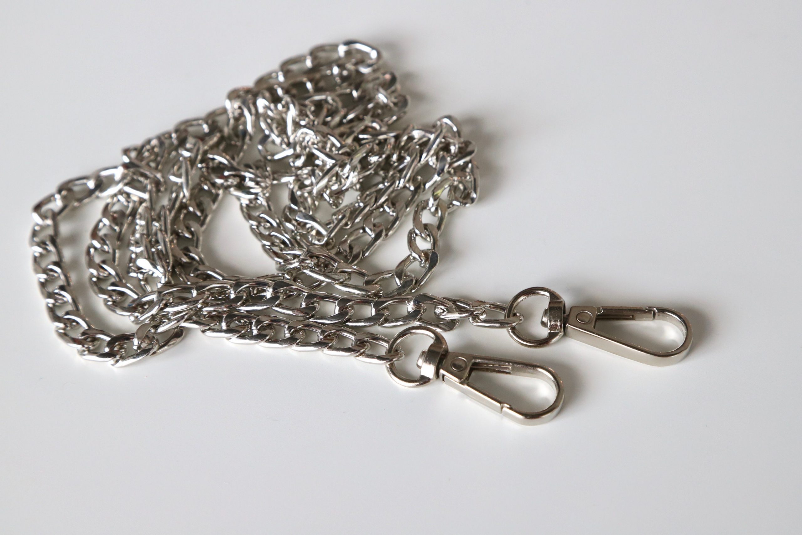Silver Bag Chains 90cm Chain Handle/Strap with Swivel Clip Ends Dot To Dot Studio