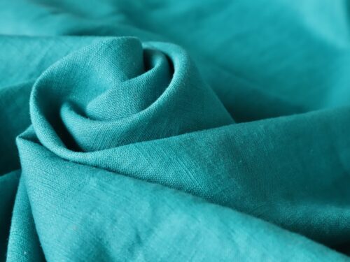 Deep Aqua Washed Linen - REMNANT 140cm