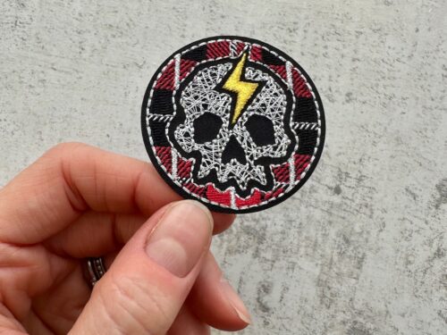 Embroidered 'Punk' Skull Patch