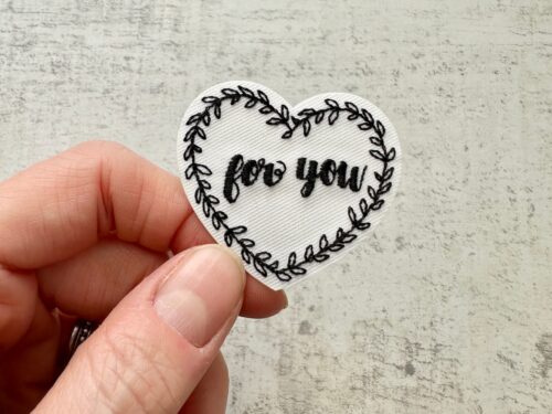 Embroidered 'For You' Motif - Iron on patch