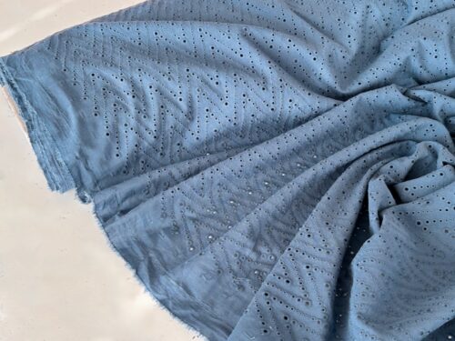 Chevron Broderie Anglais - Dusky Blue